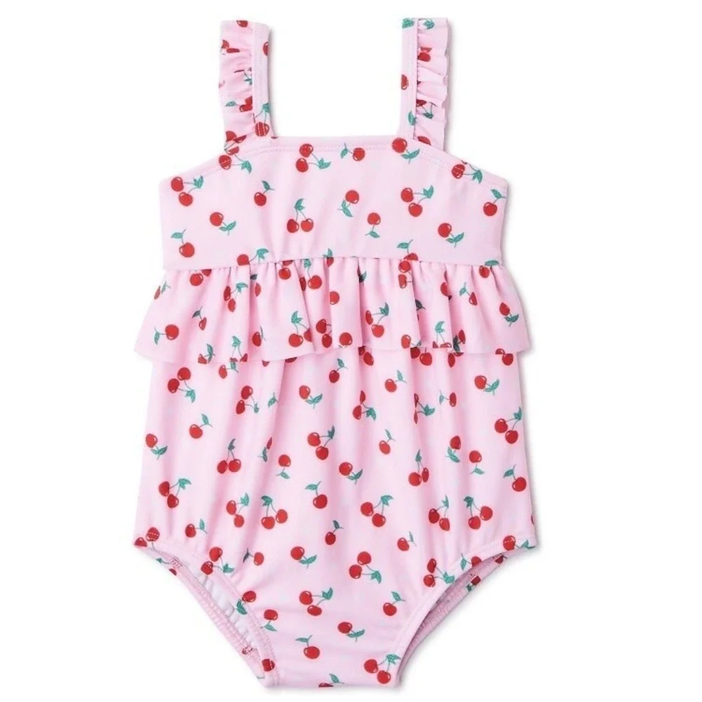 Wonder Nation Baby Girl Cherry One Piece Swimsuit 0-3 Months New with Tags Pink